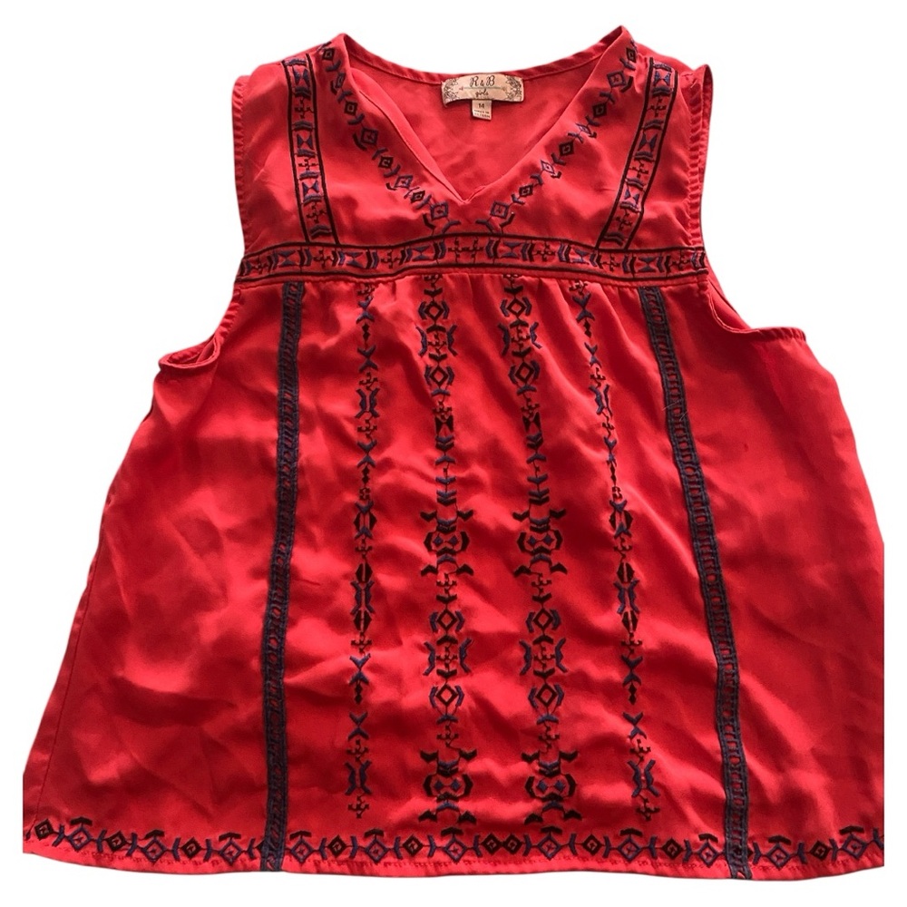 Chic Kids Red Top with Black Embroidery